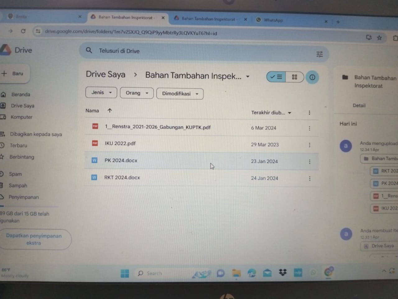 Bahan Inspektorat (renstra,iku,pk,rkt